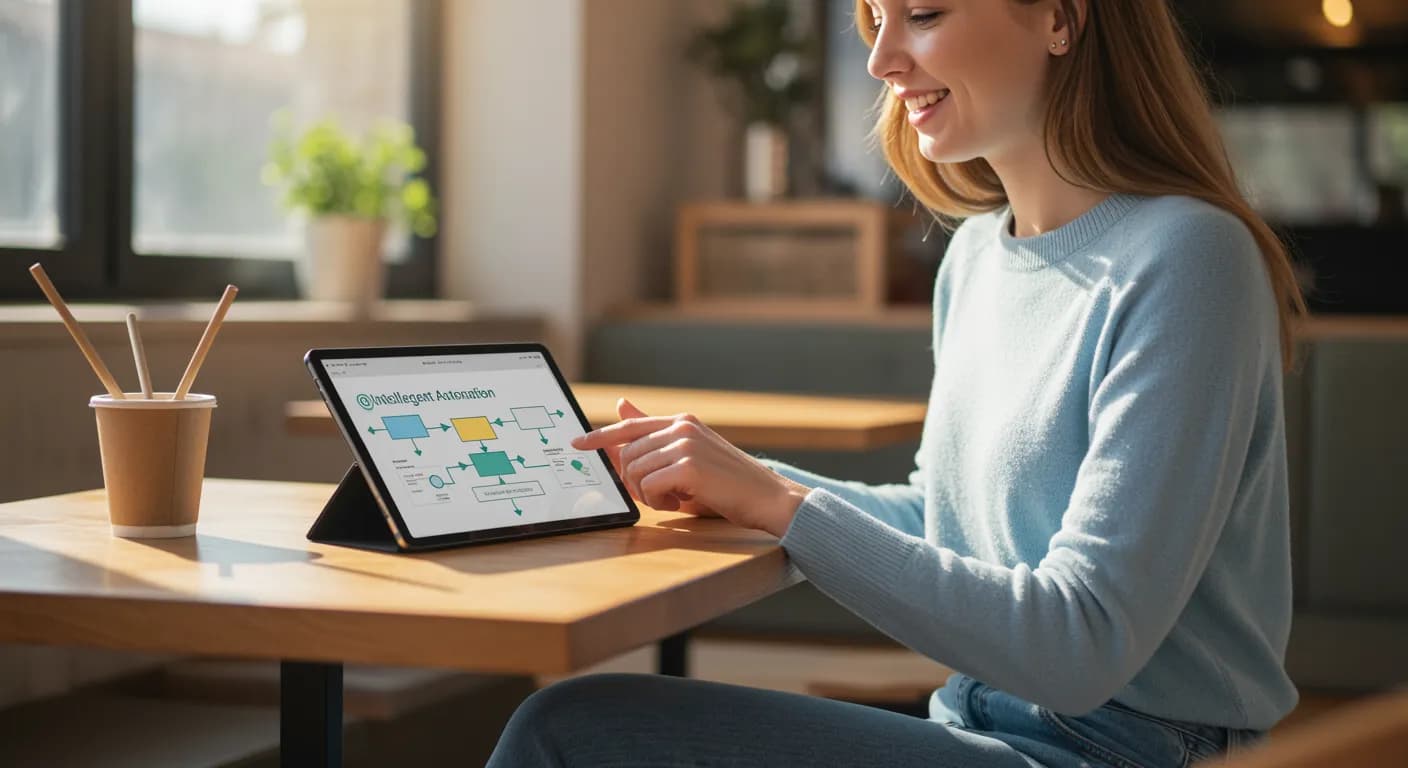 Tap on tablet with simple flow arrows overlay